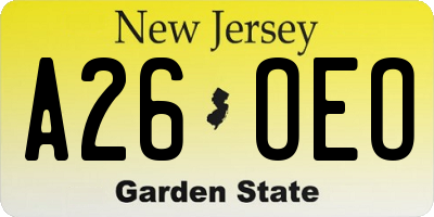 NJ license plate A26OEO
