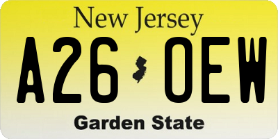 NJ license plate A26OEW