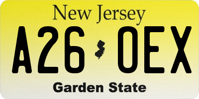 NJ license plate A26OEX