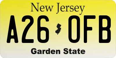 NJ license plate A26OFB