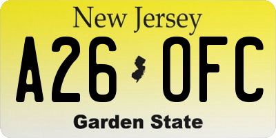 NJ license plate A26OFC