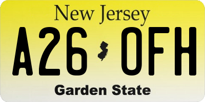 NJ license plate A26OFH