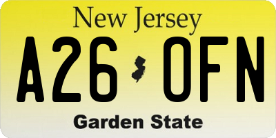 NJ license plate A26OFN