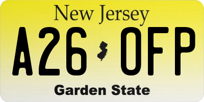 NJ license plate A26OFP