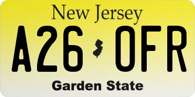 NJ license plate A26OFR