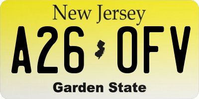 NJ license plate A26OFV