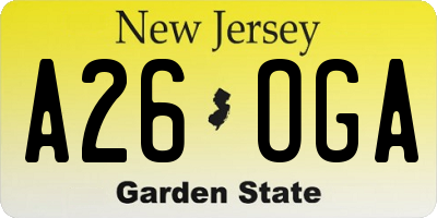 NJ license plate A26OGA