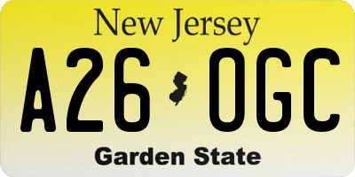 NJ license plate A26OGC
