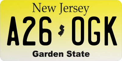 NJ license plate A26OGK