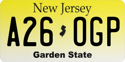 NJ license plate A26OGP