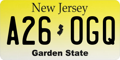 NJ license plate A26OGQ