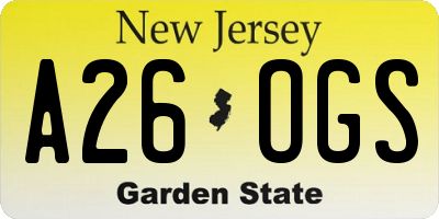 NJ license plate A26OGS