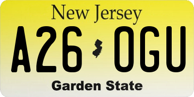 NJ license plate A26OGU