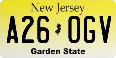 NJ license plate A26OGV