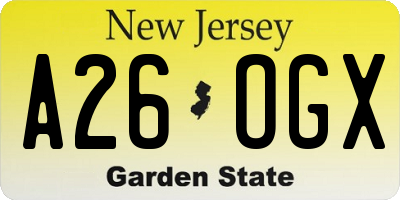 NJ license plate A26OGX