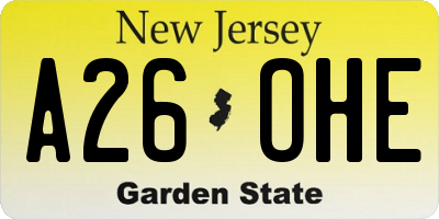 NJ license plate A26OHE