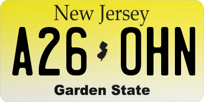 NJ license plate A26OHN