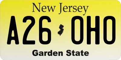 NJ license plate A26OHO