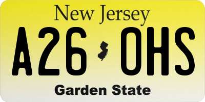 NJ license plate A26OHS