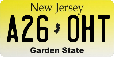 NJ license plate A26OHT