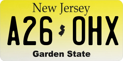 NJ license plate A26OHX