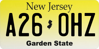NJ license plate A26OHZ