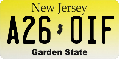 NJ license plate A26OIF