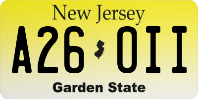 NJ license plate A26OII