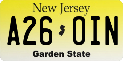 NJ license plate A26OIN