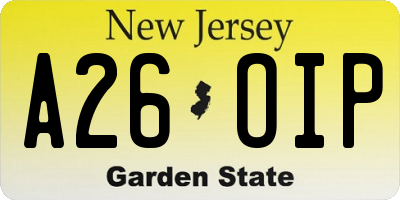 NJ license plate A26OIP