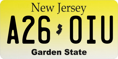 NJ license plate A26OIU