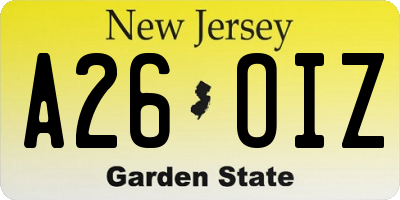 NJ license plate A26OIZ