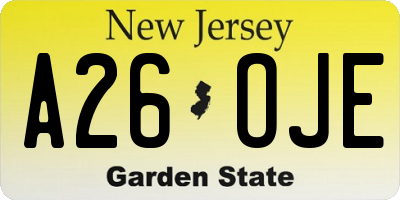 NJ license plate A26OJE