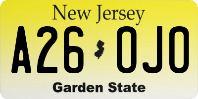 NJ license plate A26OJO