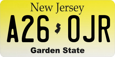 NJ license plate A26OJR