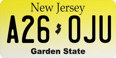 NJ license plate A26OJU