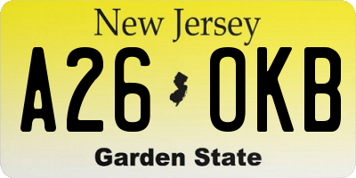NJ license plate A26OKB