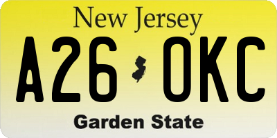 NJ license plate A26OKC