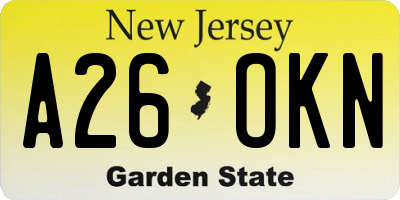 NJ license plate A26OKN