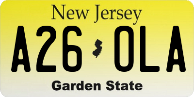 NJ license plate A26OLA