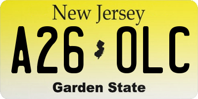 NJ license plate A26OLC