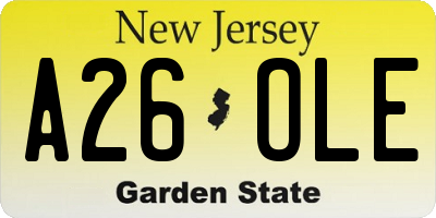 NJ license plate A26OLE