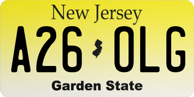 NJ license plate A26OLG