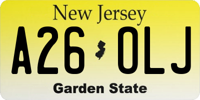NJ license plate A26OLJ