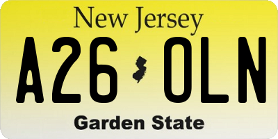 NJ license plate A26OLN