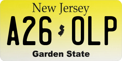 NJ license plate A26OLP