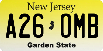 NJ license plate A26OMB