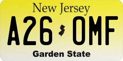 NJ license plate A26OMF