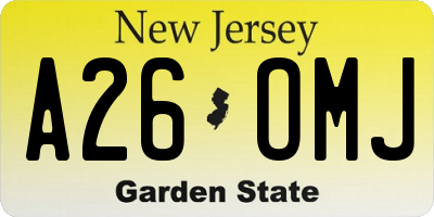 NJ license plate A26OMJ