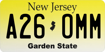 NJ license plate A26OMM